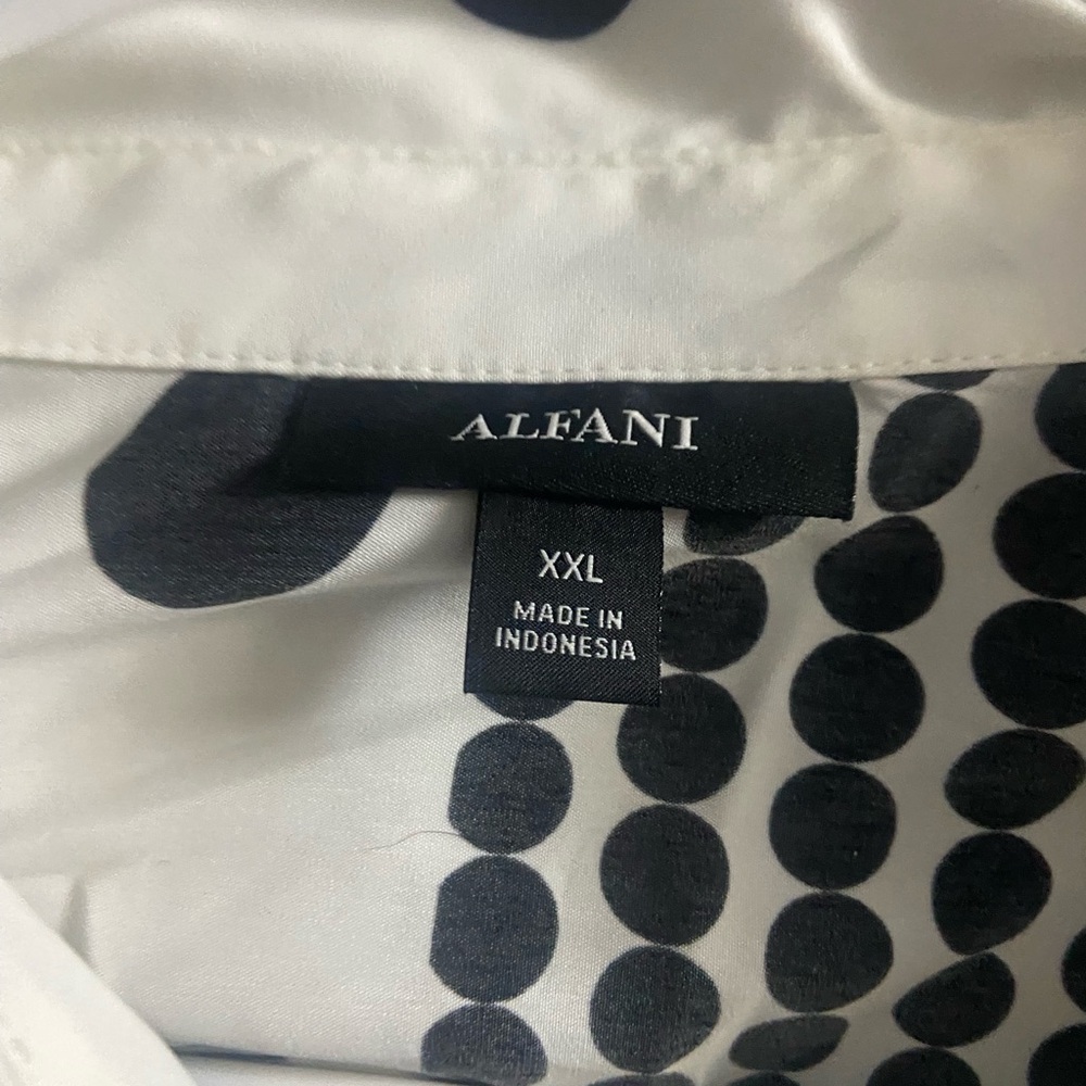 Alfani Black & White Polka Dot Collared Shirt